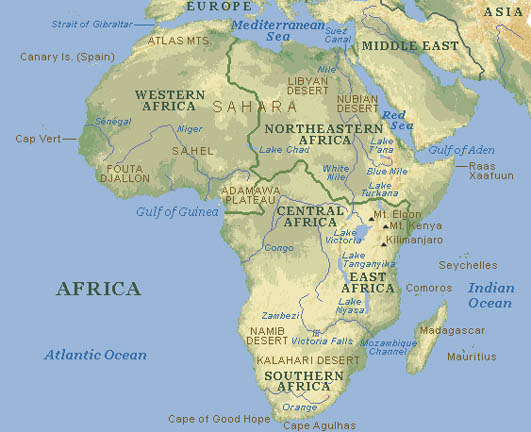 Africa typical (atlas) map Africa typical (atlas) map
