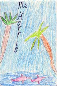 palms over river drawing