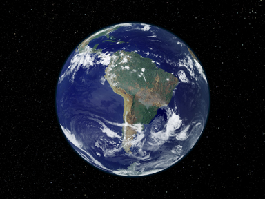Satellite view of the Amazon basin region at night, compared with view at day Satellite view of the Amazon basin region at night, compared with view at day
