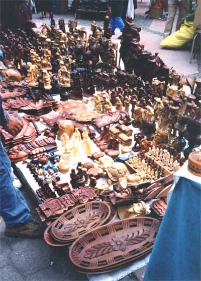 Photo of wood carvings at Otavalo market Photo of wood carvings at Otavalo market